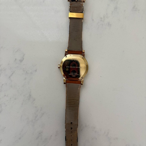 Burberry Gold and Tan Leather Watch